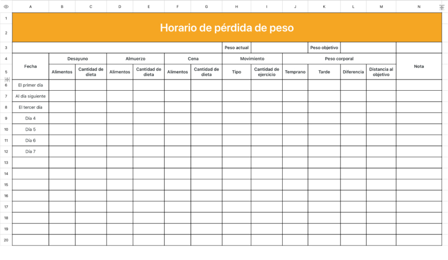 Horario de pérdida de peso